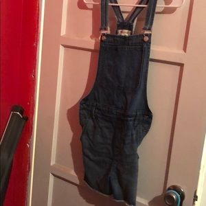 Dark denim overalls